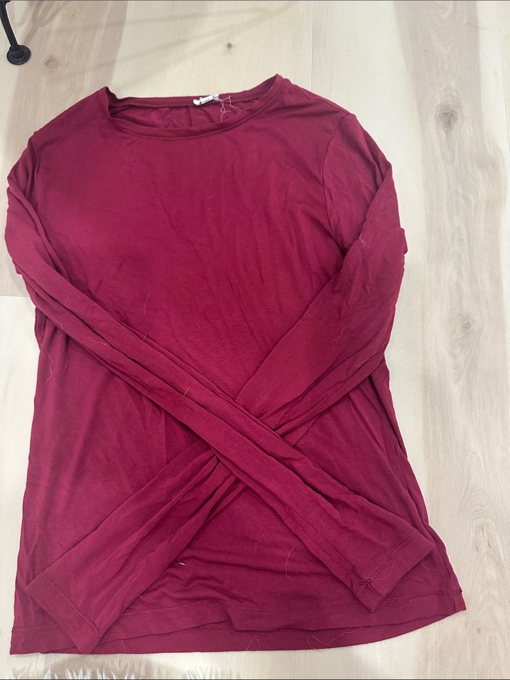 Garage Long Sleeve Crewneck Top - Burgundy